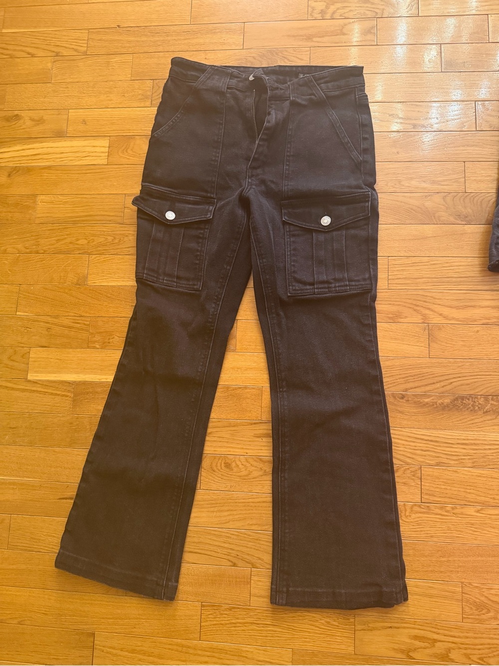Blank NYC Black Denim High-Rise Cargo Jeans